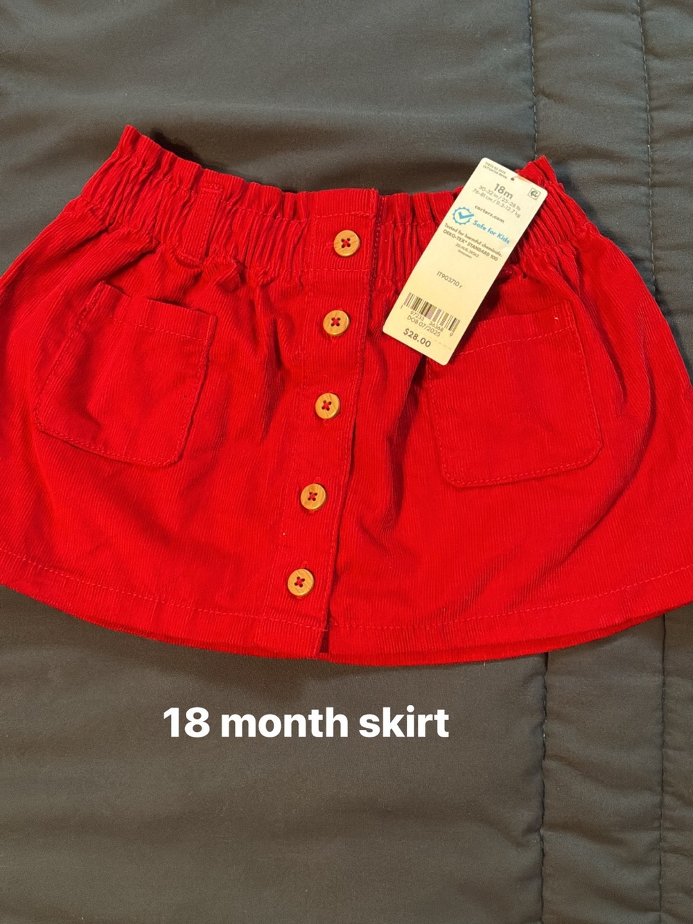 Carter's Red Corduroy Button-Front Skirt